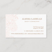 Elegant Blush Roze & Wit Bloemen Bladerblad Kant Visitekaartje (Achterkant)