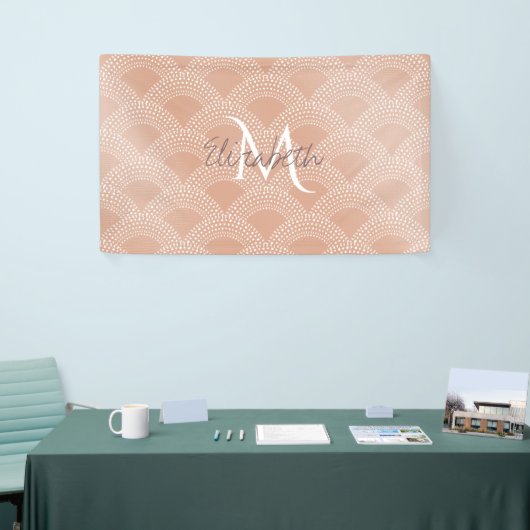 Elegant blush roze zeemvis schaalpatroon spandoek (Beurs)