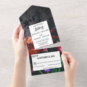 Elegant blush rozen bloesbloesem roodbloedige brui all in one uitnodiging