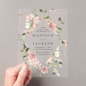 Elegant Blush Rozen en Greenery Wedding Acryl Uitnodigingen (Insitu (Draagbaar))