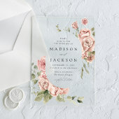 Elegant Blush Rozen en Greenery Wedding Acryl Uitnodigingen