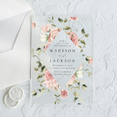 Elegant Blush Rozen en Greenery Wedding Acryl Uitnodigingen