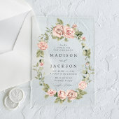Elegant Blush Rozen en Greenery Wedding Acryl Uitnodigingen