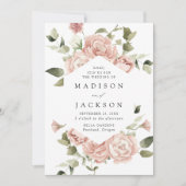 Elegant Blush Rozen en Greenery Wedding Kaart (Voorkant)