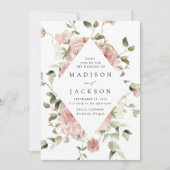 Elegant Blush Rozen en Greenery Wedding Kaart (Voorkant)