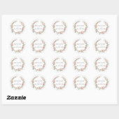 Elegant Blush Rozen en Greenery Wedding Ronde Sticker (Vel)