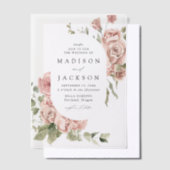 Elegant Blush Rozen en Greenery Wedding Vellum Uitnodigingen (Offset)