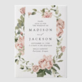 Elegant Blush Rozen en Greenery Wedding Vellum Uitnodigingen (Voorkant)