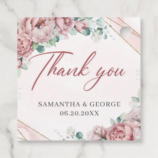 Elegant blush rozen eucalyptus bruiloft labels (Achterkant)