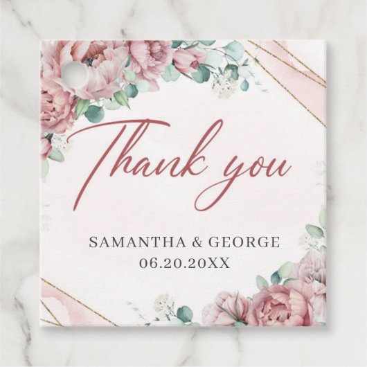 Elegant blush rozen eucalyptus bruiloft labels (Voorkant)