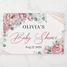 Elegant blush rozen eucalyptus Gold lijst Sparkling Wijnetiket