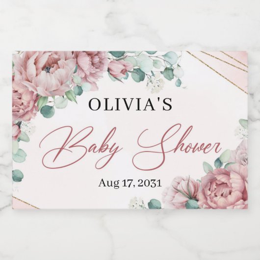 Elegant blush rozen eucalyptus Gold lijst Sparkling Wijnetiket (Enkel label)