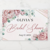 Elegant blush rozen eucalyptus Gold lijst Sparkling Wijnetiket (Enkel label)