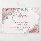 Elegant blush rozen eucalyptus Gold lijst Sparkling Wijnetiket (Enkel label)