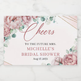 Elegant blush rozen eucalyptus Gold lijst Sparkling Wijnetiket