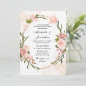 Elegant Blush Rozen Gold Lijst Christelijk bruilof Kaart (Staand voorkant)