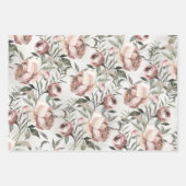 Elegant Blush Rozen Ranunculus Vine Floral Inpakpapier Vel (Voorkant 2)