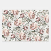 Elegant Blush Rozen Ranunculus Vine Floral Inpakpapier Vel (Voorkant 3)