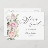 Elegant Blush Rozen Vrijgezellenfeest per post Briefkaart (Voorkant / Achterkant)