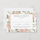 Elegant Blush Rozen Wedding Meal Choice RSVP Kaartje (Voorkant)