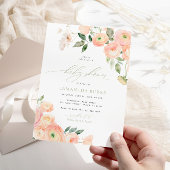 Elegant Blush & Sage Groen Baby shower Kaart