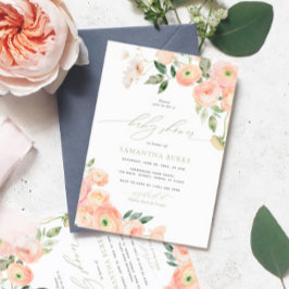 Elegant Blush & Sage Groen Baby shower Kaart