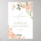Elegant Blush & Sage Groen Baby shower Welkom Poster (Voorkant)