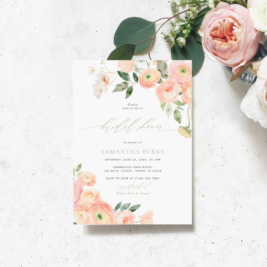 Elegant Blush & Sage Groen Vrijgezellenfeest Kaart
