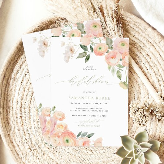 Elegant Blush & Sage Groen Vrijgezellenfeest Kaart