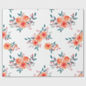 Elegant Blush Sinaasappel Bloemen Waterverf Cadeaupapier (Vlak)