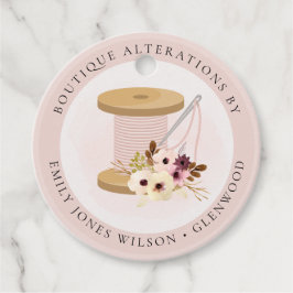 Elegant Blush Spool Needle Waterverf Flora Tailor Bedankjes Labels
