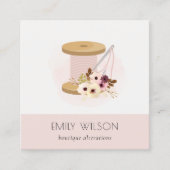 Elegant Blush Spool Needle Waterverf Flora Tailor Vierkante Visitekaartje (Voorkant)