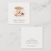 Elegant Blush Spool Needle Waterverf Flora Tailor Vierkante Visitekaartje (Voorkant / Achterkant)