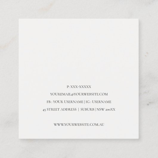 Elegant Blush Spool Needle Waterverf Flora Tailor Vierkante Visitekaartje (Achterkant)