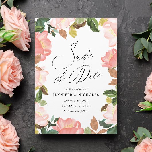 Elegant Blush Spring Floral Save The Date