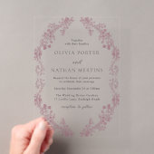 Elegant Blush Stoffig Roos krans bruiloft Acryl Uitnodigingen (Insitu (Draagbaar))