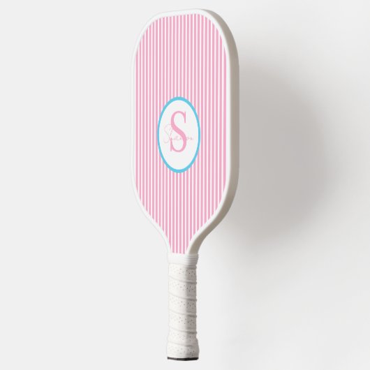 Elegant Blush Striped Monogram Pickleball Paddle (Links)