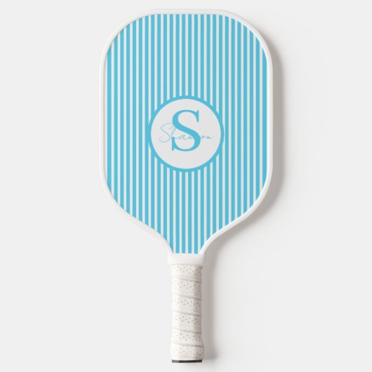 Elegant Blush Striped Monogram Pickleball Paddle (Voorkant)