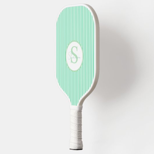 Elegant Blush Striped Monogram Pickleball Paddle (Links)