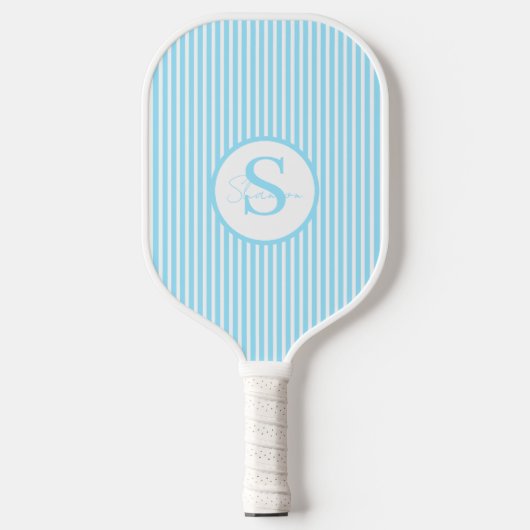 Elegant Blush Striped Monogram Pickleball Paddle (Voorkant)