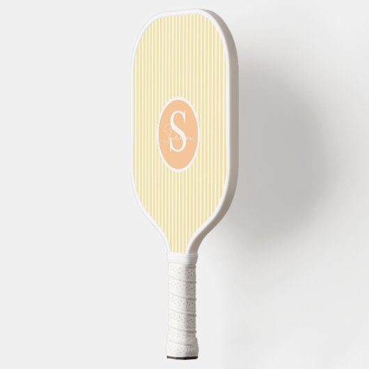 Elegant Blush Striped Monogram Pickleball Paddle (Links)