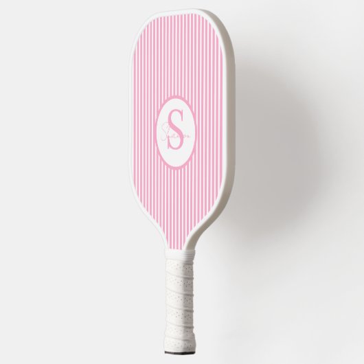 Elegant Blush Striped Monogram Pickleball Paddle (Links)