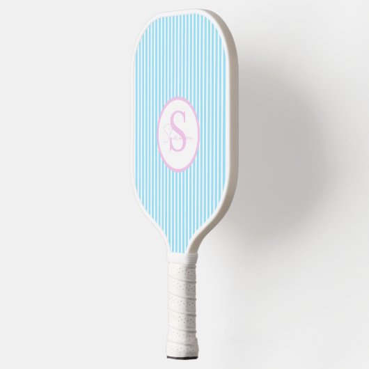 Elegant Blush Striped Monogram Pickleball Paddle (Links)
