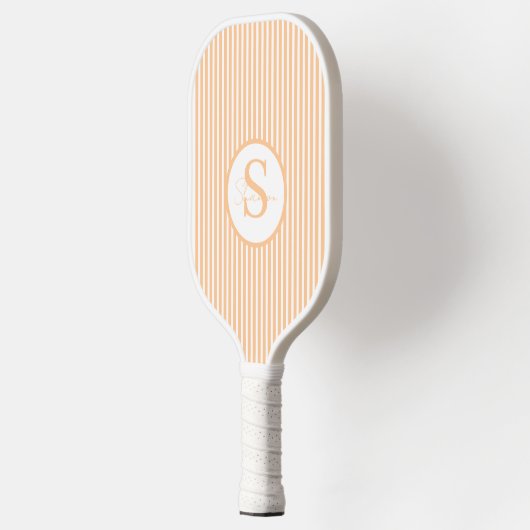 Elegant Blush Striped Monogram Pickleball Paddle (Links)