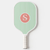 Elegant Blush Striped Monogram Pickleball Paddle (Voorkant)