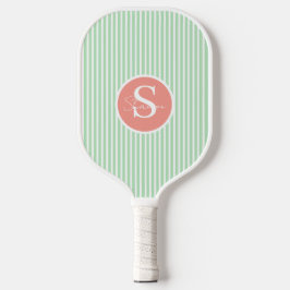 Elegant Blush Striped Monogram Pickleball Paddle