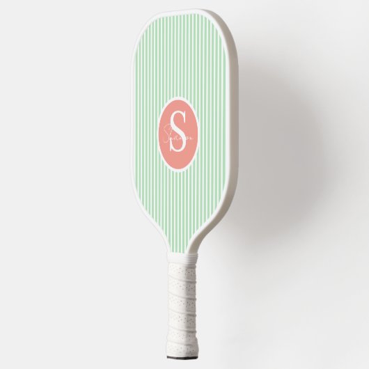 Elegant Blush Striped Monogram Pickleball Paddle (Links)