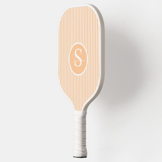 Elegant Blush Striped Monogram Pickleball Paddle (Links)