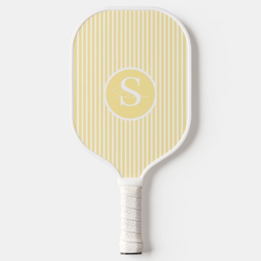 Elegant Blush Striped Monogram Pickleball Paddle (Voorkant)
