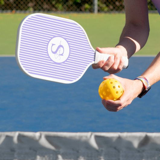 Elegant Blush Striped Monogram Pickleball Paddle (Insitu)